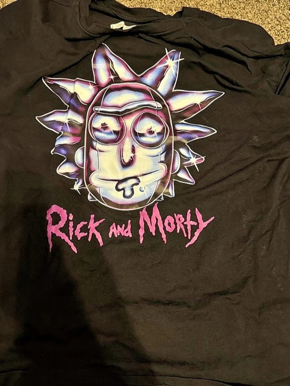 Rick and Morty Chrome Effect T-Shirt Graphic Tee in Black